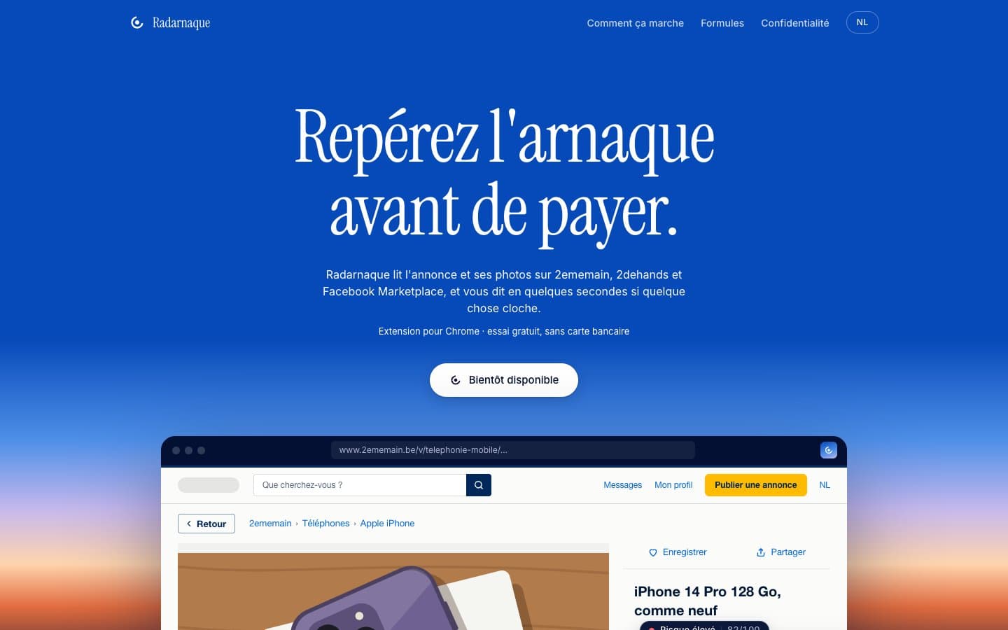 Page d'accueil du site Radarnaque